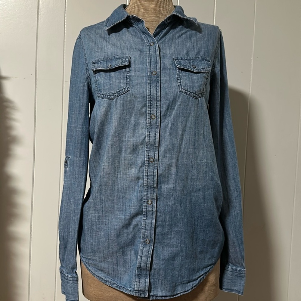 Arizona Jean Company Women's Blue Snap Front Denim Jacket Size S